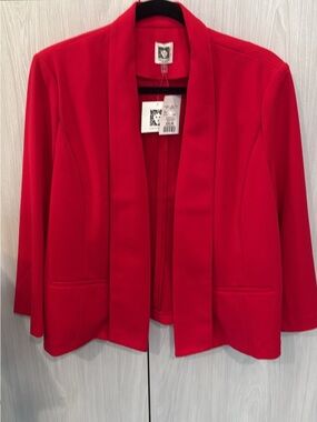 Anne Klein Vibrant Hot Pink Open-Front Shawl Collar Blazer